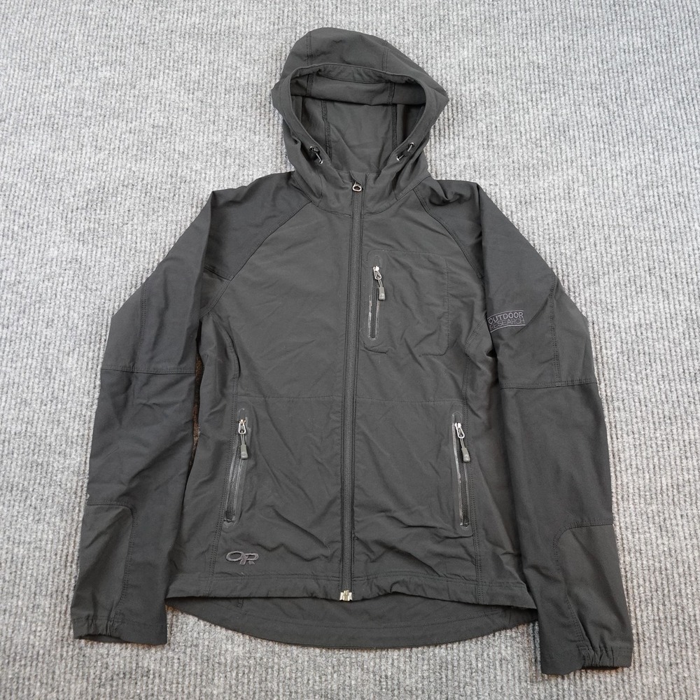 Outdoor Research Jacket Womens XS Gray Hooded Softshell Lightweight Windbreaker